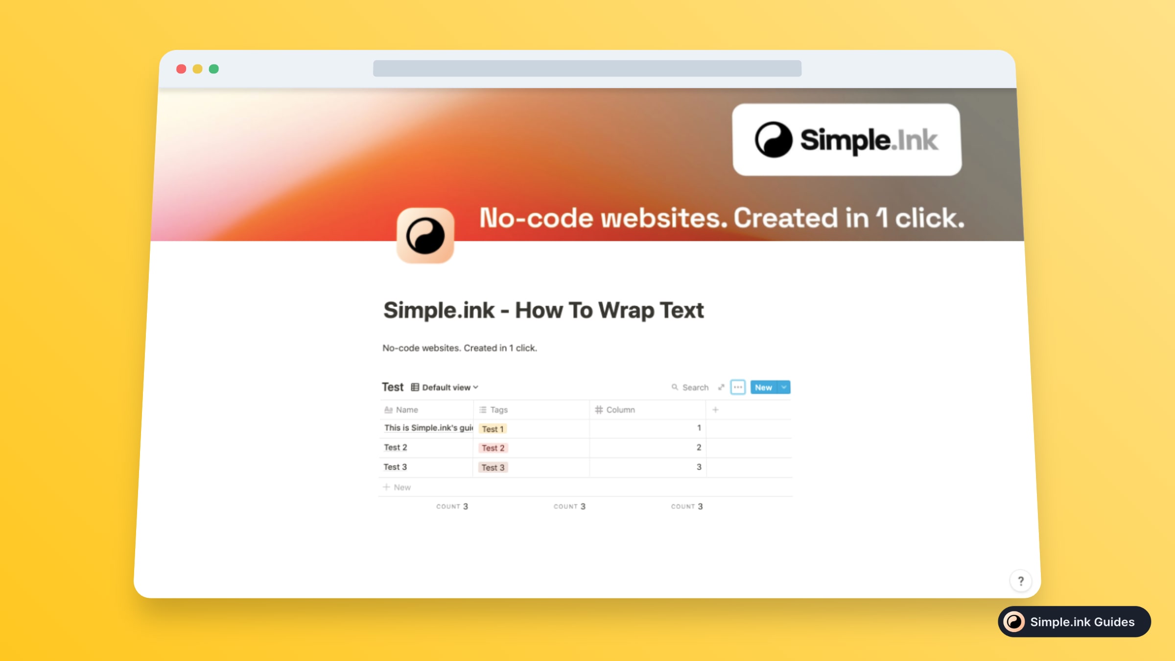 How to wrap text/cells in Notions Simple.ink